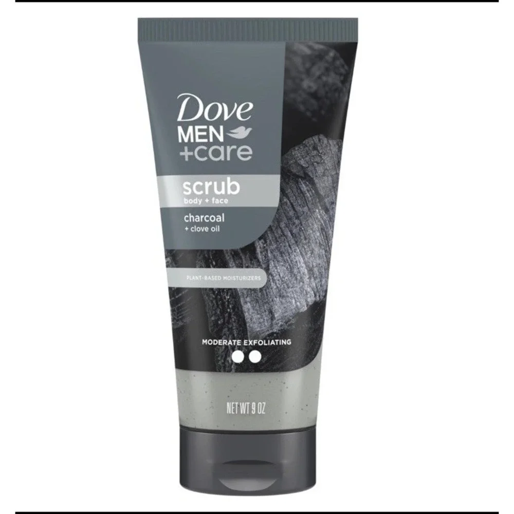 DOVE MEN + CARE Body and Face Scrub Charcoal & 9 Ounce (Pack of 1), Grey